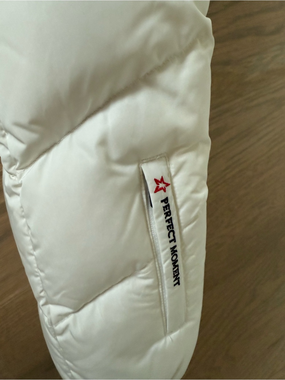 Perfect Moment Cream Puffer Ski Jacket with Colorblock Red, Yellow & Blue Accent - Picture 3 of 4